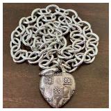 Sterling Silver Heart Pendant Necklace 21 Inch