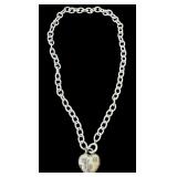 Sterling Silver Heart Pendant Necklace 21 Inch