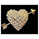UL - Set of 4 Rhinestone Heart Brooches Pins