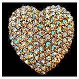 UL - Set of 4 Rhinestone Heart Brooches Pins