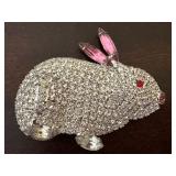 UL - Bauer Crystal Rhinestone Easter Basket and Bunny Brooch Pin Set