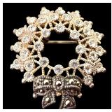 UL - Set of 8 Holiday Brooch Pins Including Sterling Silver and Rhinestone Designs