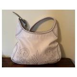 UL - Cole Haan White Leather Shoulder Bag with Embroidered Detail