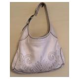 UL - Cole Haan White Leather Shoulder Bag with Embroidered Detail