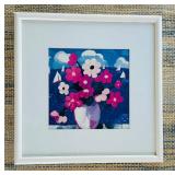 SR - Framed Floral Artwork with Sailboats