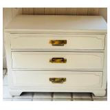 SR - Vintage Davis Cabinet Company Solid Wood 3-Drawer Dresser with Brass Handles