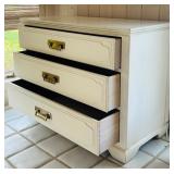 SR - Vintage Davis Cabinet Company Solid Wood 3-Drawer Dresser with Brass Handles