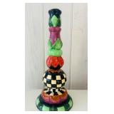 SR - Set of 2 Decorative 12-Inch Hand-Painted Ceramic Candlesticks