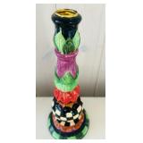 SR - Set of 2 Decorative 12-Inch Hand-Painted Ceramic Candlesticks