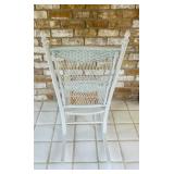 SR - Vintage White Wicker and Cane Seat Rocking Chair