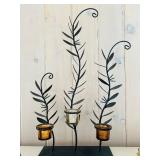 SR/FR - Decorative Metal Leaf Tealight Holder, Mosaic Photo Frame, and Gold Tree Votive Holder Set