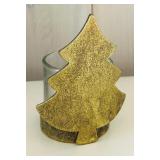 SR/FR - Decorative Metal Leaf Tealight Holder, Mosaic Photo Frame, and Gold Tree Votive Holder Set