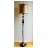 LR - Ornate Antique-Style Floor Lamp with 59 Inch Height and Fabric Shade