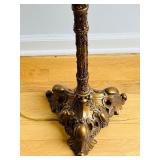 LR - Ornate Antique-Style Floor Lamp with 59 Inch Height and Fabric Shade