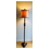 LR - Ornate Antique-Style Floor Lamp with 59 Inch Height and Fabric Shade