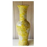 SR - 20.5 Inch Tall Hand Painted Yellow Floral Porcelain Vase