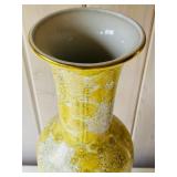SR - 20.5 Inch Tall Hand Painted Yellow Floral Porcelain Vase