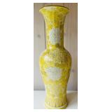 SR - 20.5 Inch Tall Hand Painted Yellow Floral Porcelain Vase