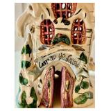 SR - Set of 2 Decorative Ceramic Village Houses, 14 inch Tall