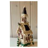 SR - Set of 2 Decorative Ceramic Village Houses, 14 inch Tall