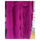 LR - Kay Unger New York Size 8 Magenta Ruched Tiered Cocktail Dress
