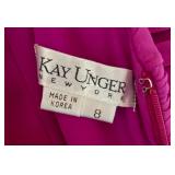 LR - Kay Unger New York Size 8 Magenta Ruched Tiered Cocktail Dress