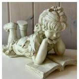 SR - Large Resin Sculpture of Girl Reading Book