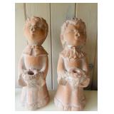 SR - Pair of 17 Inch Terracotta Singing Angel Figurines