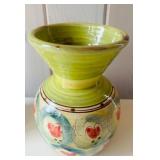 ST - Pair of 8 Inch Decorative Vases, Hand Painted and Studio Pottery