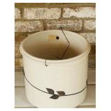 SR - Large Ceramic Crock with Metal Leaf Detail and Handle