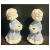 FR - Pair of 4-Inch Vintage Porcelain Angel Candle Holders