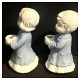 FR - Pair of 4-Inch Vintage Porcelain Angel Candle Holders