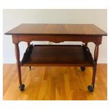 LR - Vintage Wooden Tea Cart with Removable Tray on Casters