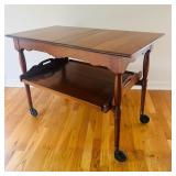LR - Vintage Wooden Tea Cart with Removable Tray on Casters