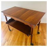 LR - Vintage Wooden Tea Cart with Removable Tray on Casters
