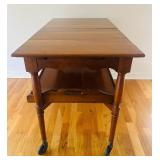 LR - Vintage Wooden Tea Cart with Removable Tray on Casters