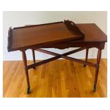 LR - Vintage Wooden Tea Cart with Removable Tray on Casters