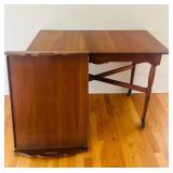 LR - Vintage Wooden Tea Cart with Removable Tray on Casters