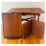 LR - Vintage Wooden Tea Cart with Removable Tray on Casters