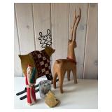 FR - Holiday Decor Set with Reindeer Figures, Santa, and Votive Holder