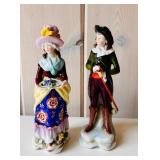 FR - Pair of Vintage 7-Inch Porcelain Figurines Man and Woman in Period Dress