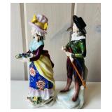 FR - Pair of Vintage 7-Inch Porcelain Figurines Man and Woman in Period Dress