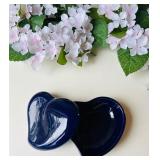 SR - Decorative Set: Murano Heart Dish E. Peretti for Tiffany, Glass Heart Ornament, Faux Hydrangea