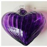SR - Decorative Set: Murano Heart Dish E. Peretti for Tiffany, Glass Heart Ornament, Faux Hydrangea
