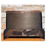 LL - Antique Black Mantel Clock with Ornate Metal Feet