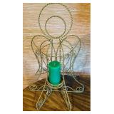 LL - Decorative 26-Inch Metal Wire Angel Candle Holder with Green Pillar Candle