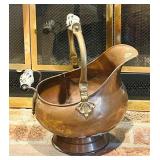 LL - Vintage Copper Coal Scuttle Bucket with Ceramic Handles
