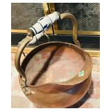 LL - Vintage Copper Coal Scuttle Bucket with Ceramic Handles