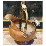 LL - Vintage Copper Coal Scuttle Bucket with Ceramic Handles