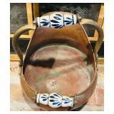 LL - Vintage Copper Coal Scuttle Bucket with Ceramic Handles
